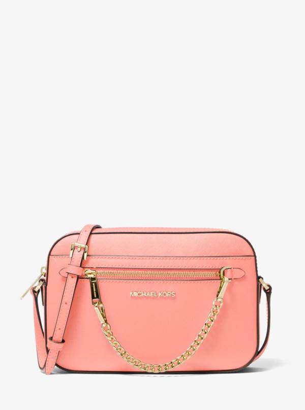 Damske Crossbody Kabelka Michael Kors Jet Set Large Saffiano Leather Ruzove - Kabelky Michael Kors Lacne | VLRZQ-5063